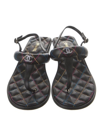 Chanel 2021 Interlocking CC Logo T-Strap Sandals