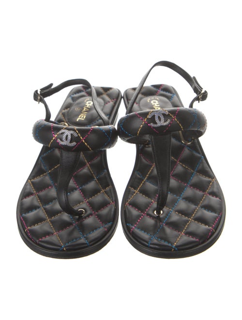 Chanel 2021 Interlocking CC Logo T-Strap Sandals