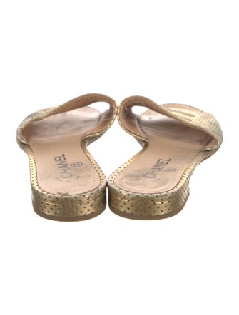 Chanel Interlocking CC Logo Leather Slides