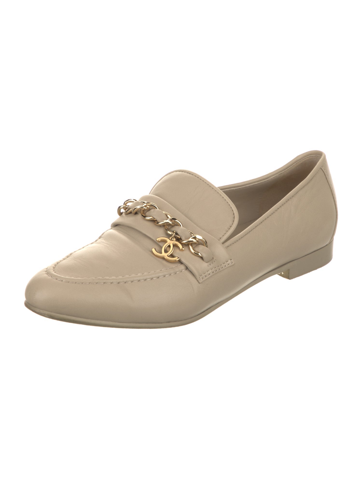 Chanel Interlocking CC Logo Leather Loafers