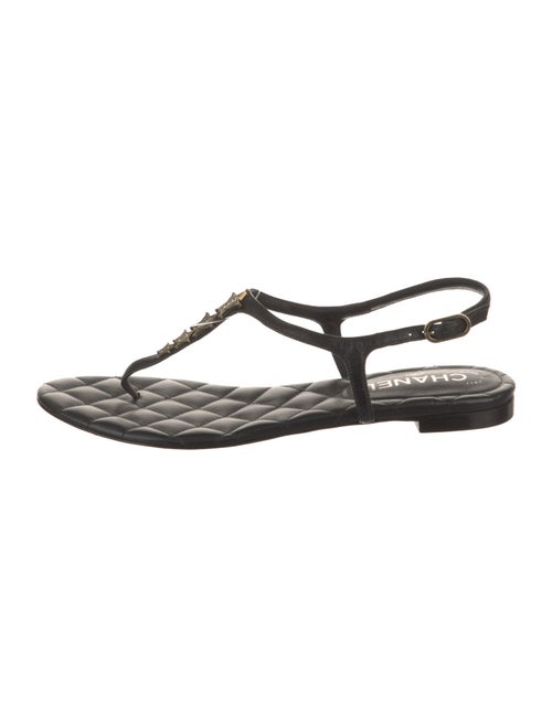 Chanel Interlocking CC Logo Leather T-Strap Sandals