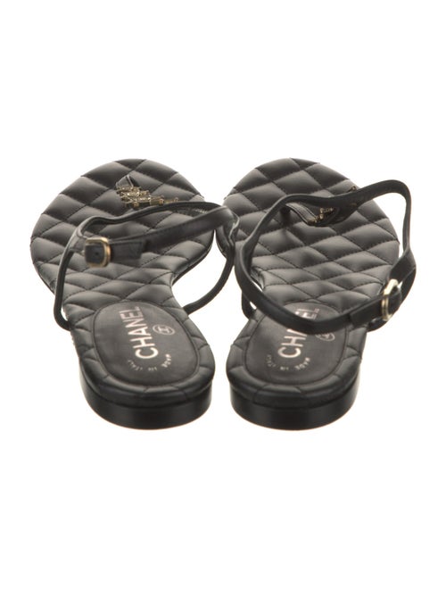 Chanel Interlocking CC Logo Leather T-Strap Sandals