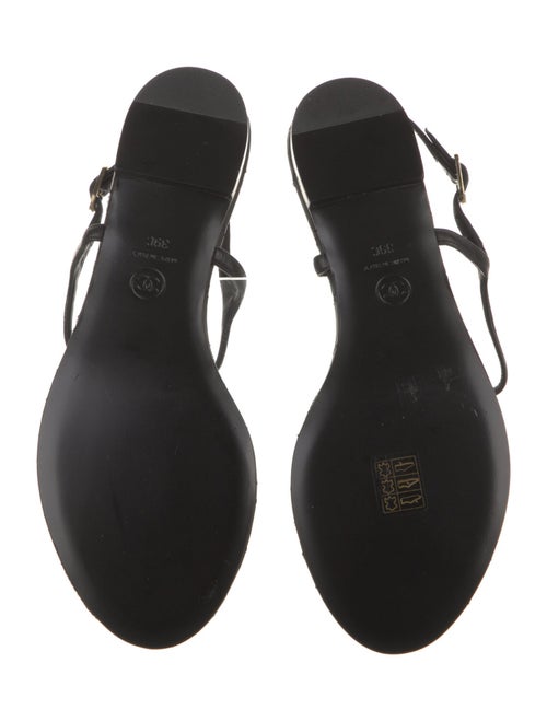 Chanel Interlocking CC Logo Leather T-Strap Sandals