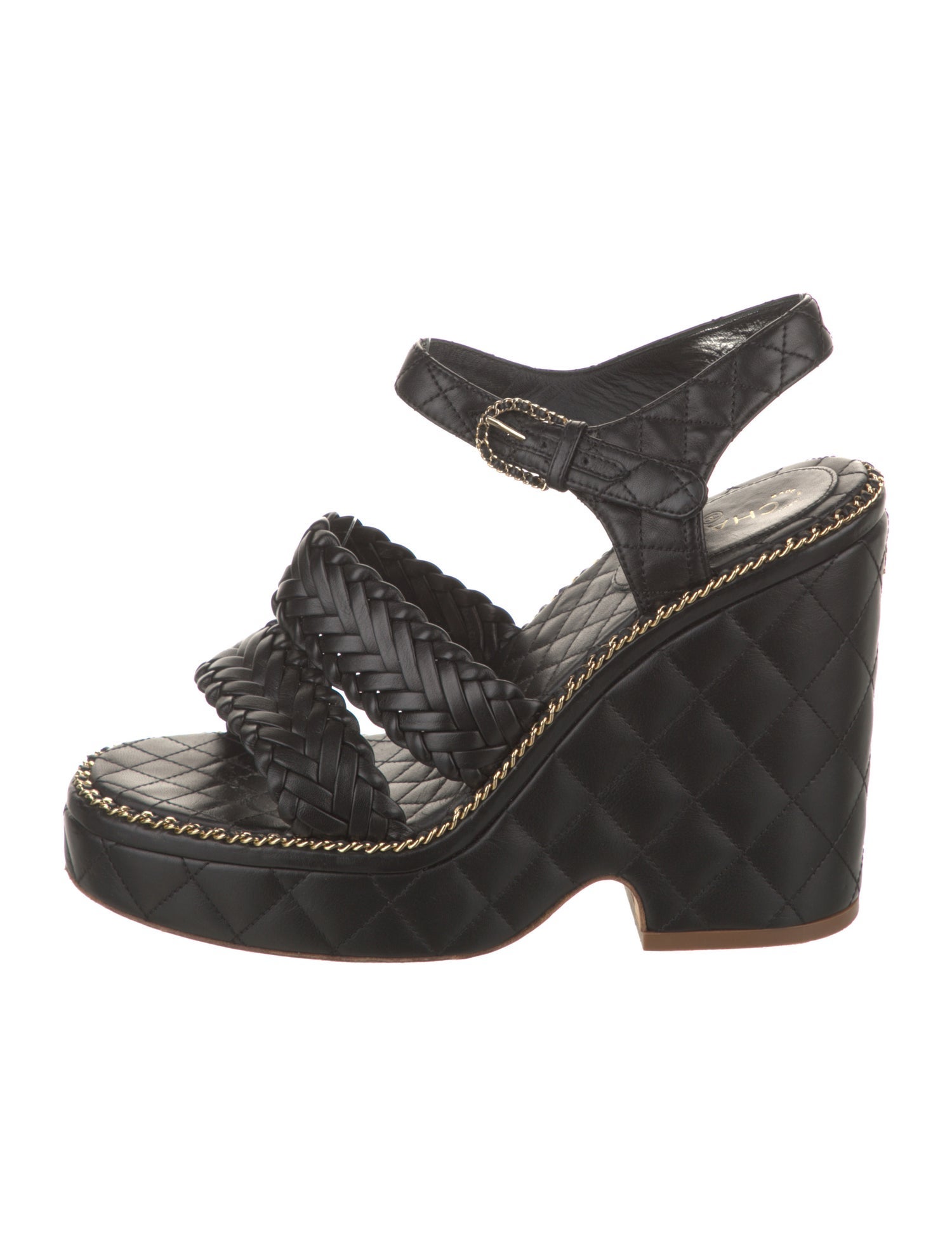 Chanel Interlocking CC Logo Leather Espadrilles