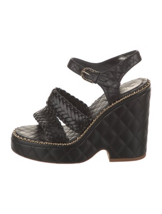 Chanel Interlocking CC Logo Leather Espadrilles