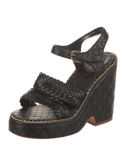 Chanel Interlocking CC Logo Leather Espadrilles