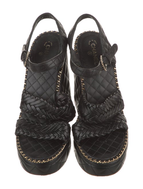 Chanel Interlocking CC Logo Leather Espadrilles