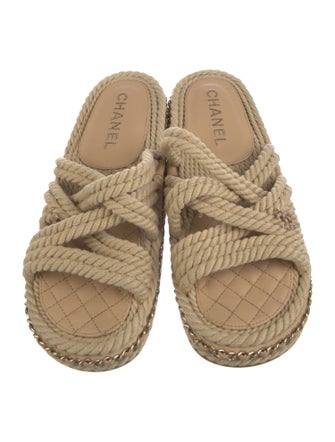Chanel Interlocking CC Logo Jute Espadrilles
