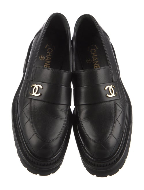 Chanel Interlocking CC Logo Leather Loafers