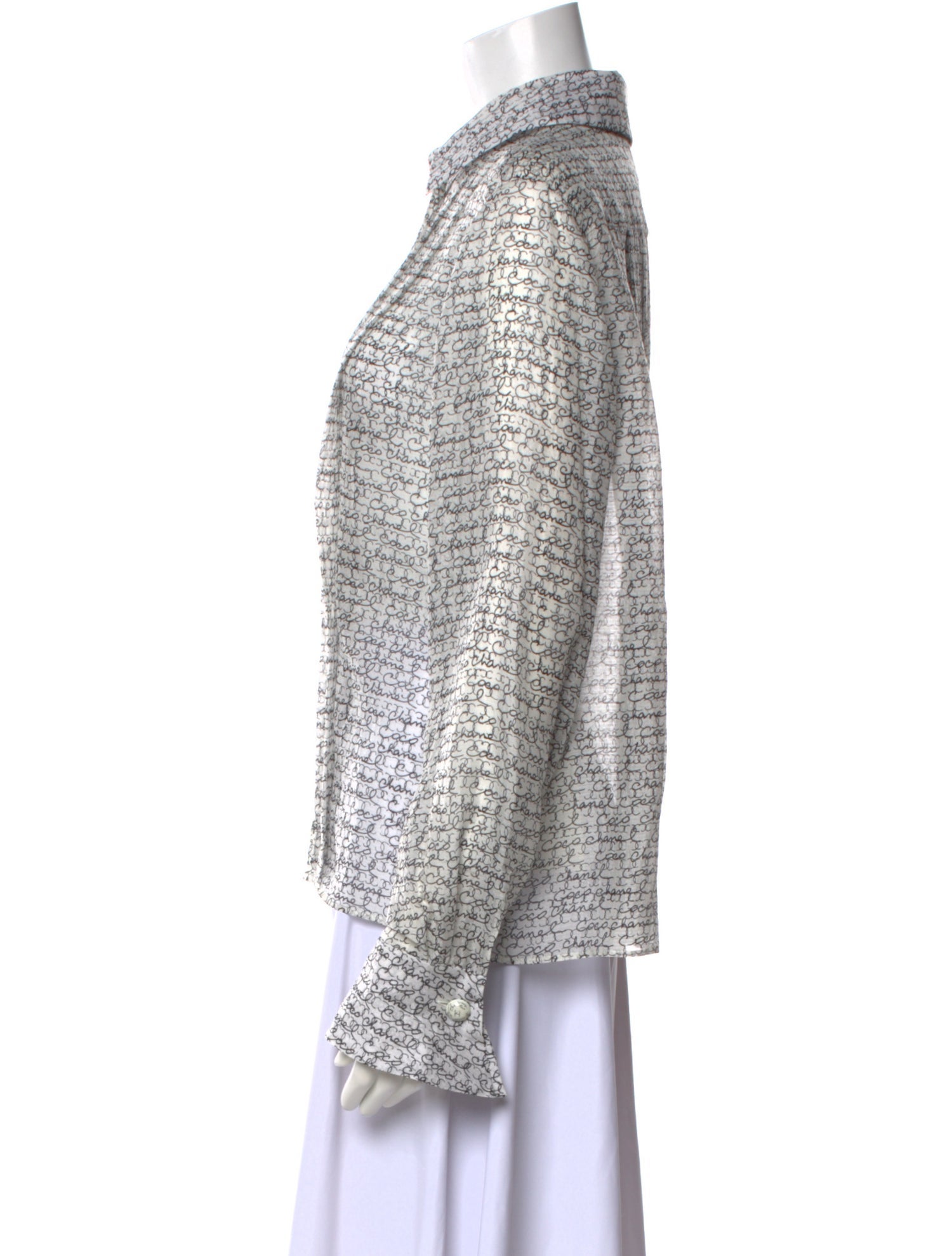 Chanel 2022 Silk Button-Up Top