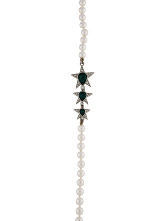 Chanel 2023 Faux Pearl & Strass CC Star Station Necklace