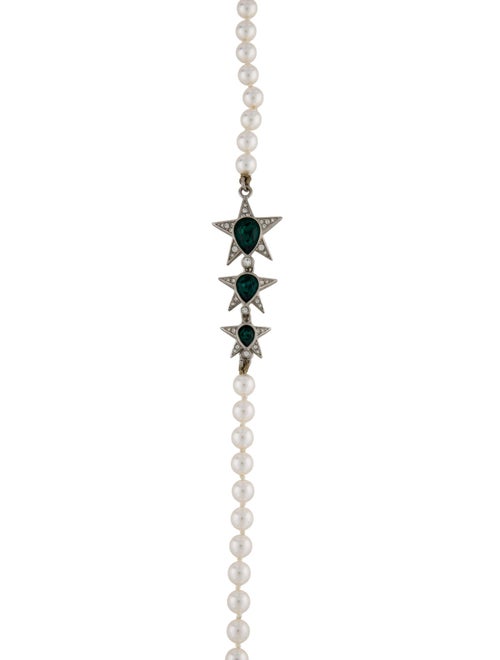 Chanel 2023 Faux Pearl & Strass CC Star Station Necklace