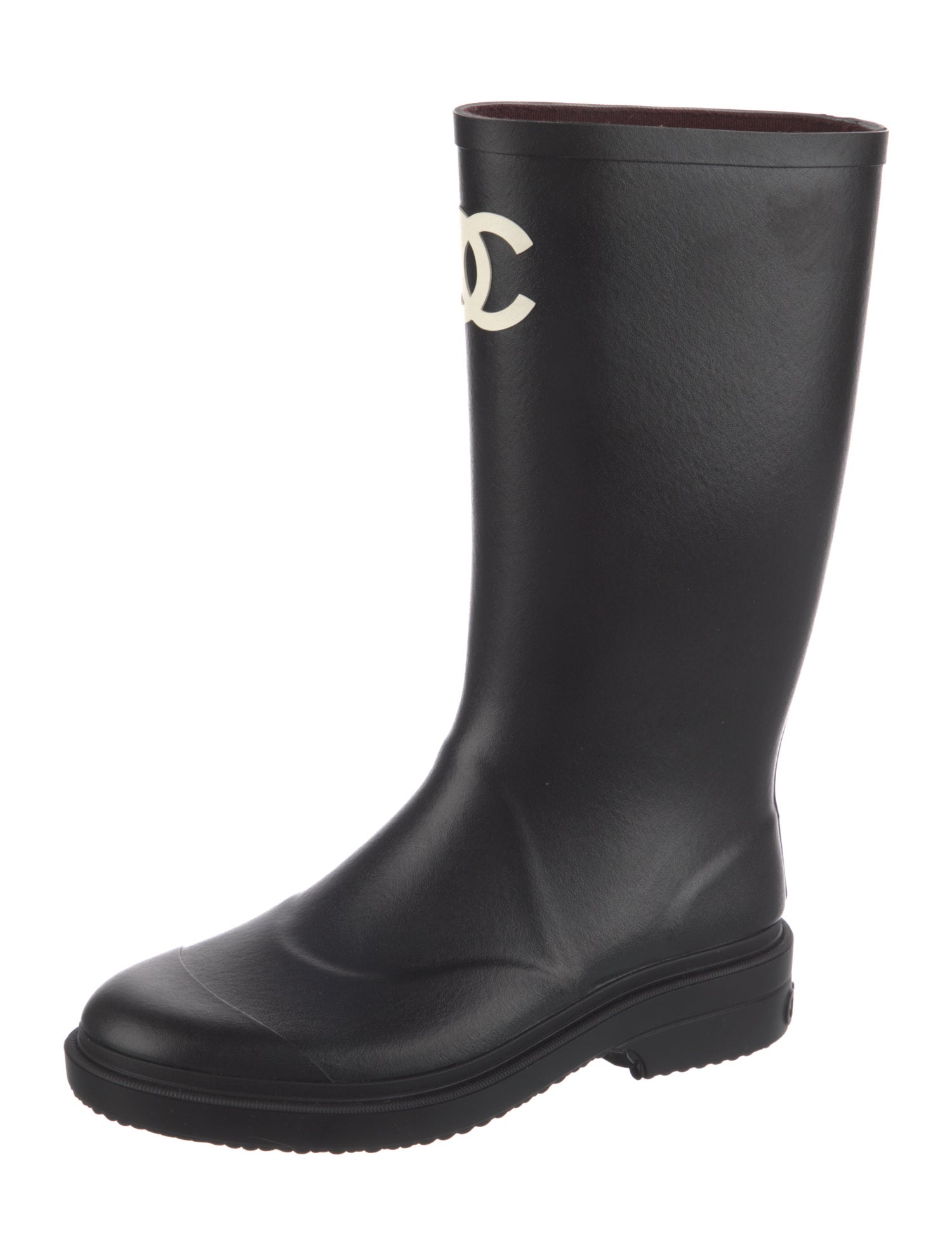 Chanel Interlocking CC Logo Rubber Rain Boots