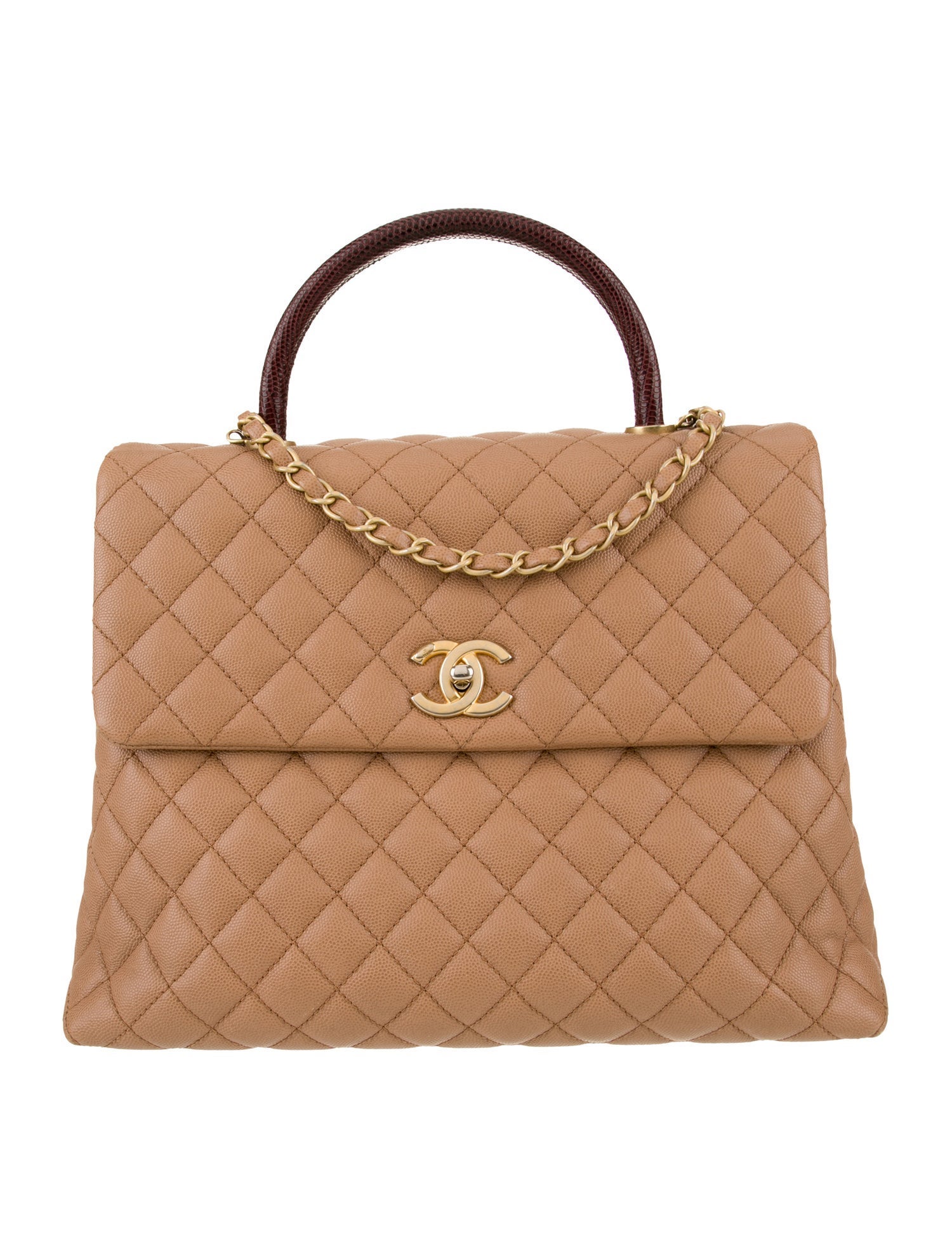 Chanel Medium Lizard-Trimmed Coco Handle Bag