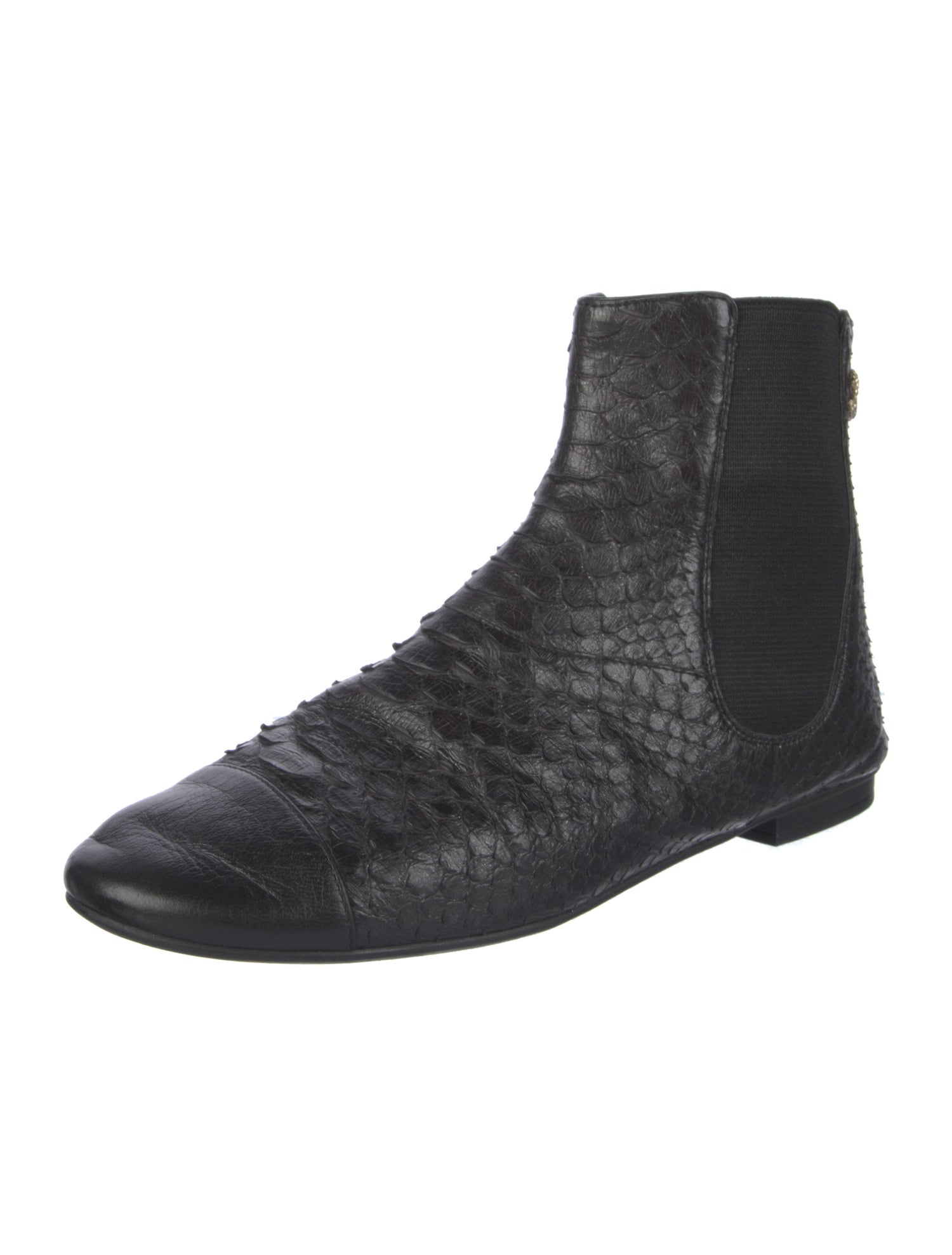 Chanel Interlocking CC Logo Python Chelsea Boots