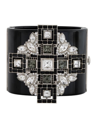 Chanel Resin & Strass Hinge Bangle Bracelet