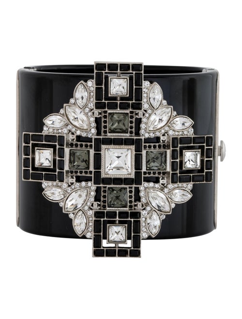 Chanel Resin & Strass Hinge Bangle Bracelet