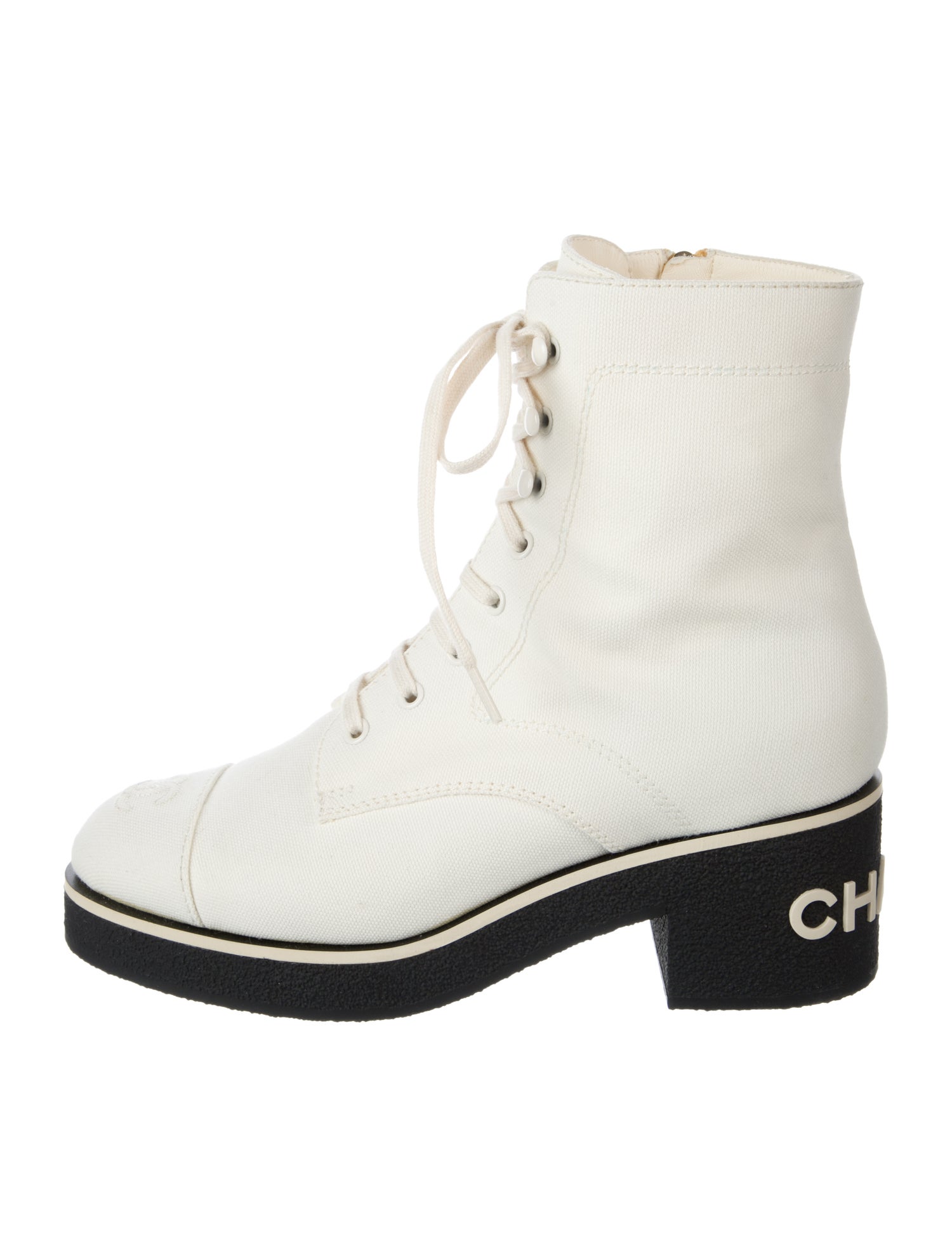 Chanel 2021 Interlocking CC Logo Combat Boots