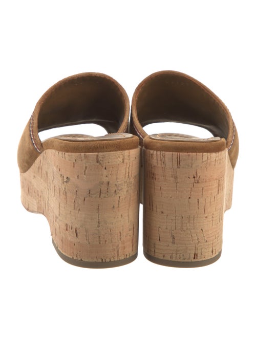 Chanel Interlocking CC Logo Suede Slides