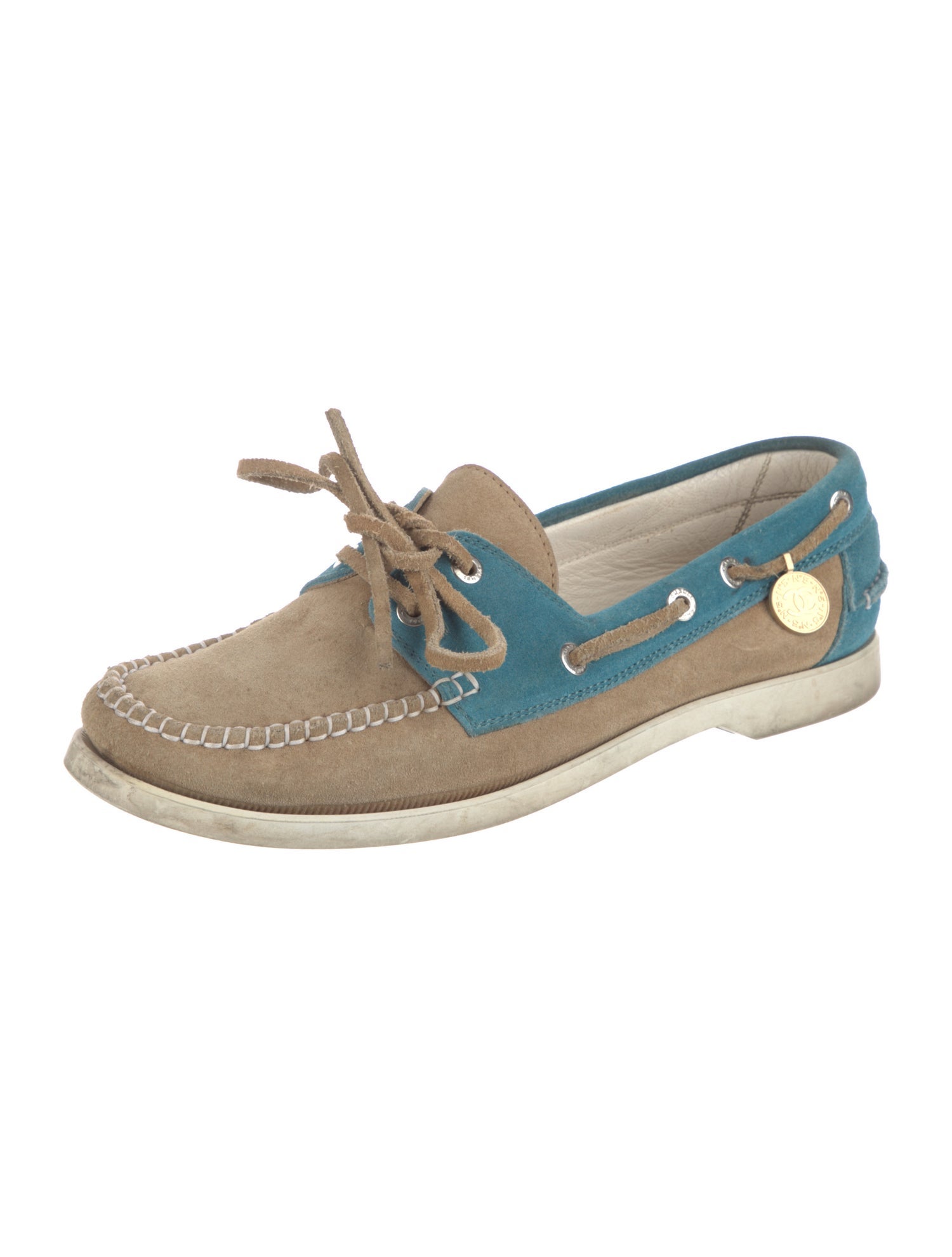 Chanel Interlocking CC Logo Suede Loafers