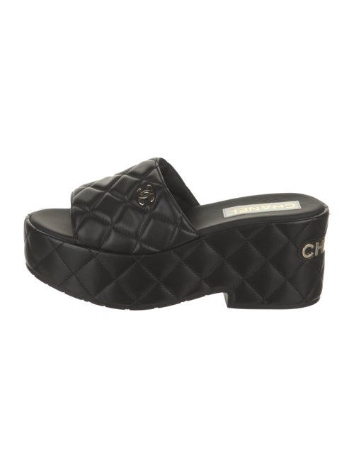 Chanel Interlocking CC Logo Lambskin Slides