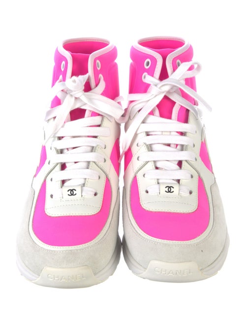 Chanel Interlocking CC Logo Neoprene Wedge Sneakers