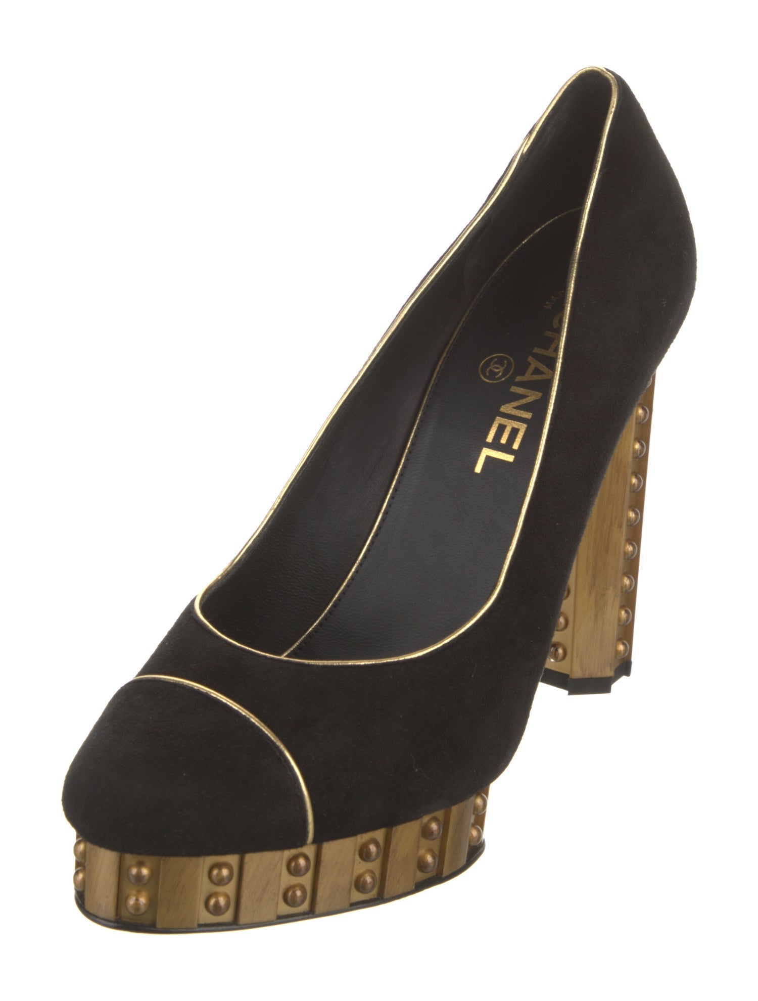 Chanel Interlocking CC Logo Suede Pumps