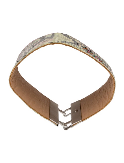 Chanel Python, Leather & Strass CC Wrap Bracelet