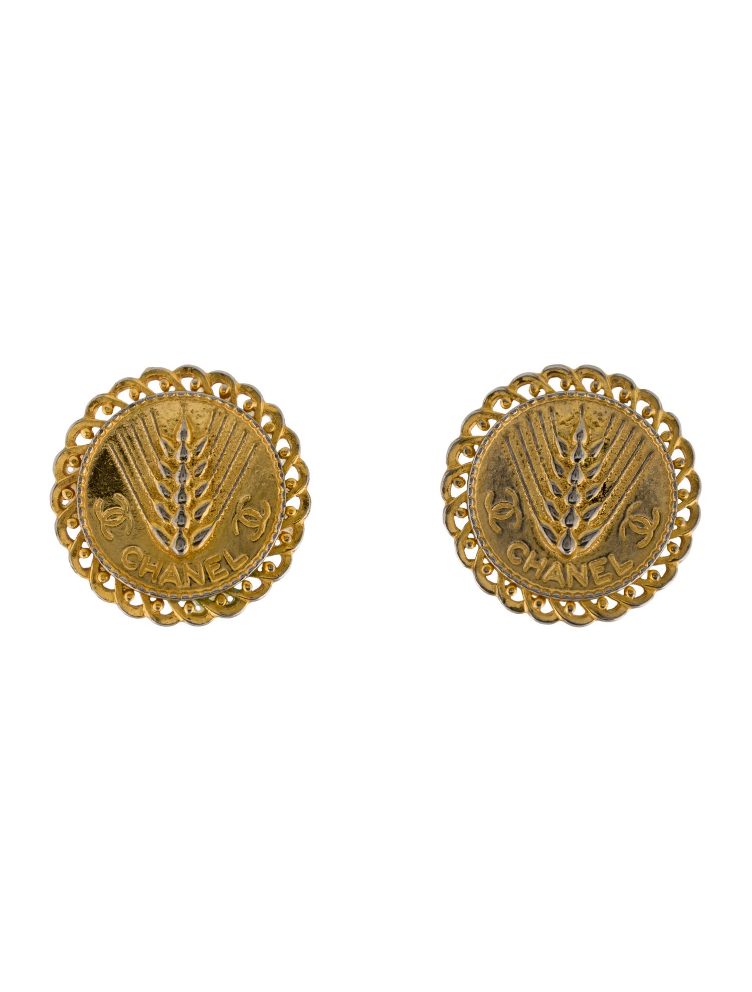 Chanel Vintage Wheat Clip-On Earrings