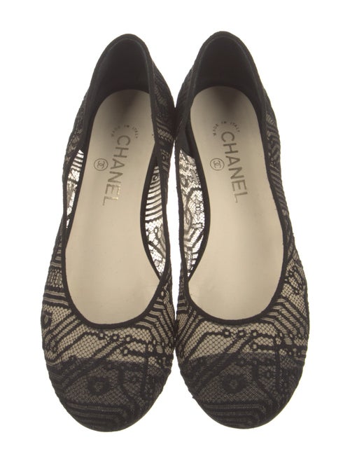 Chanel Interlocking CC Logo Lace Ballet Flats