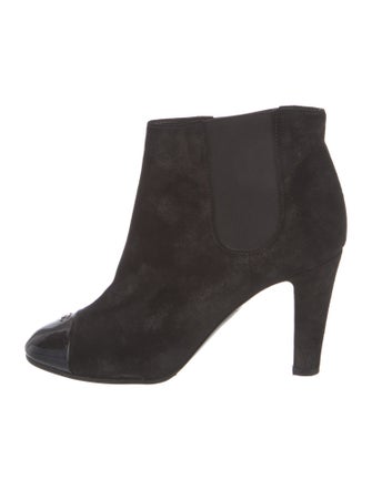 Chanel Interlocking CC Logo Suede Boots