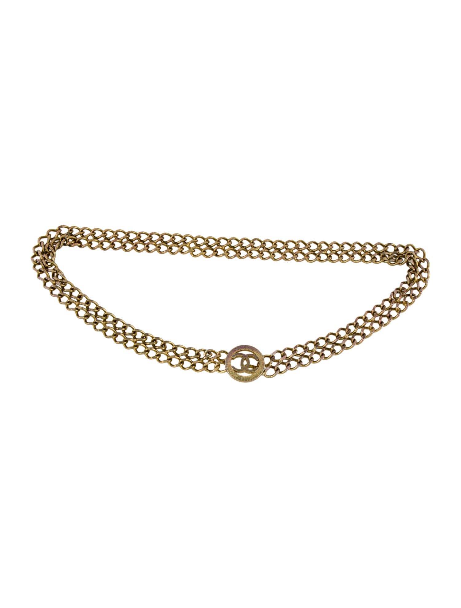 Chanel Interlocking CC Logo Skinny Chain-Link Belt