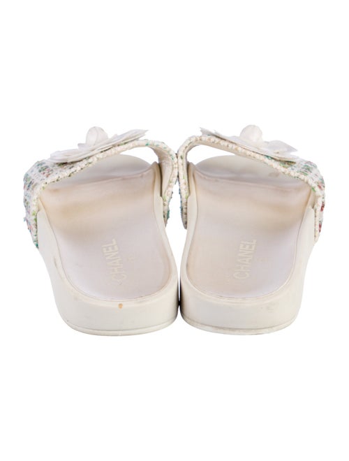 Chanel Interlocking CC Logo Tweed Slides