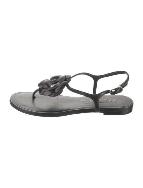 Chanel Interlocking CC Logo Leather T-Strap Sandals