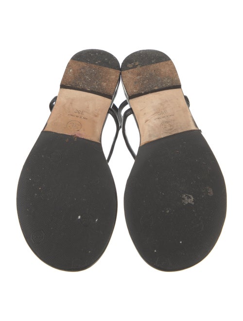 Chanel Interlocking CC Logo Leather T-Strap Sandals