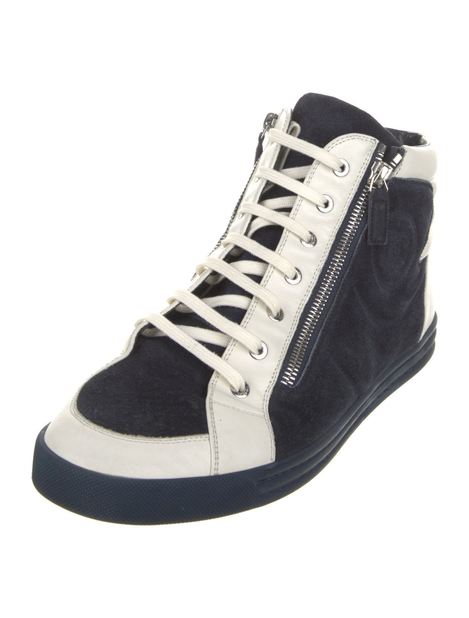 Chanel Interlocking CC Logo Suede Sneakers