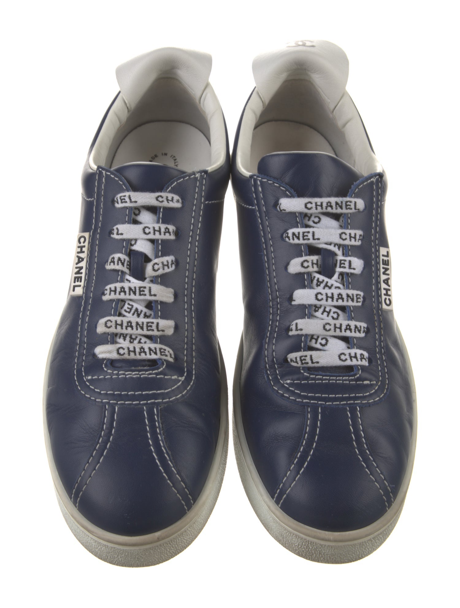 Chanel Interlocking CC Logo Leather Sneakers