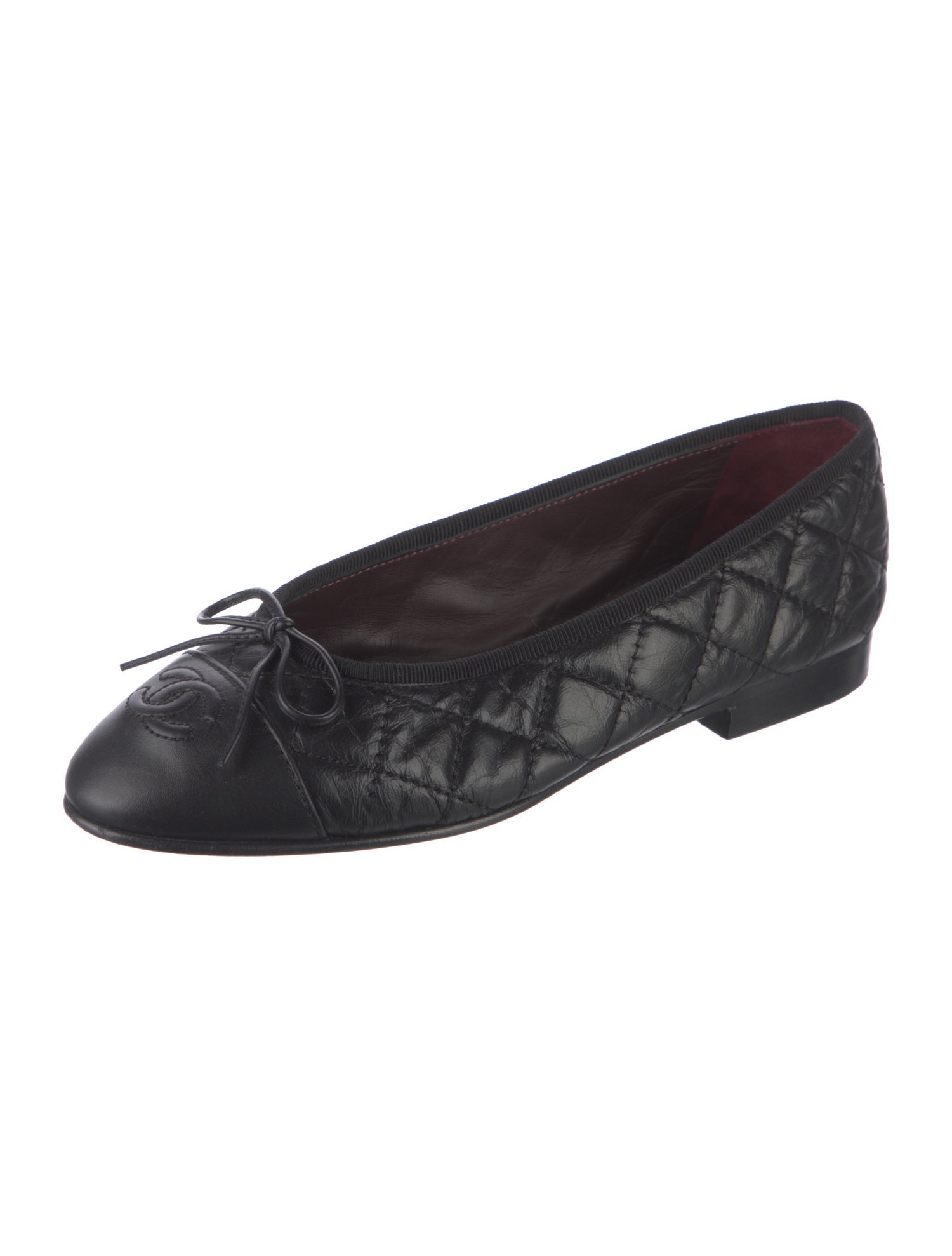 Chanel Interlocking CC Logo Leather Ballet Flats