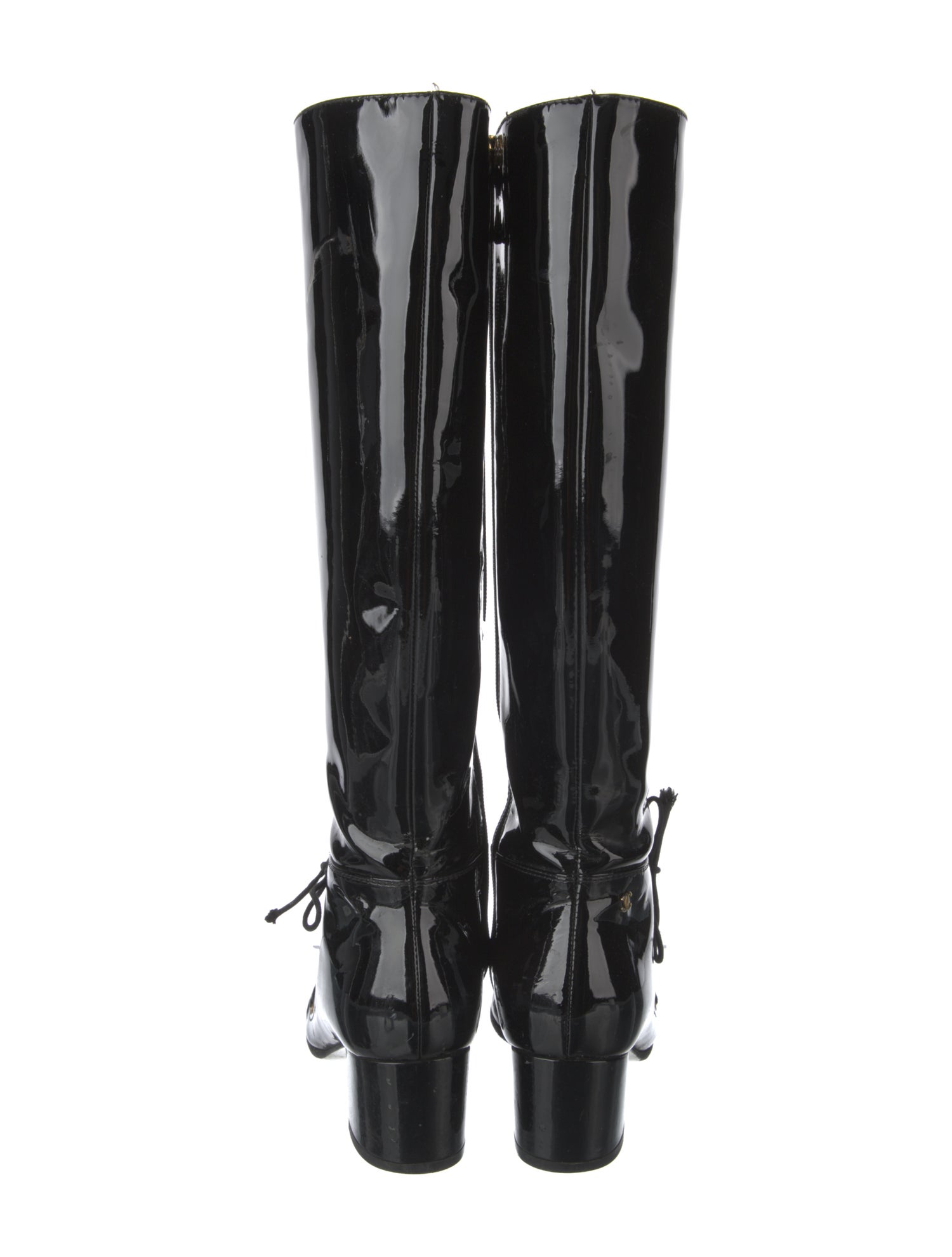 Chanel Interlocking CC Logo Patent Leather Boots