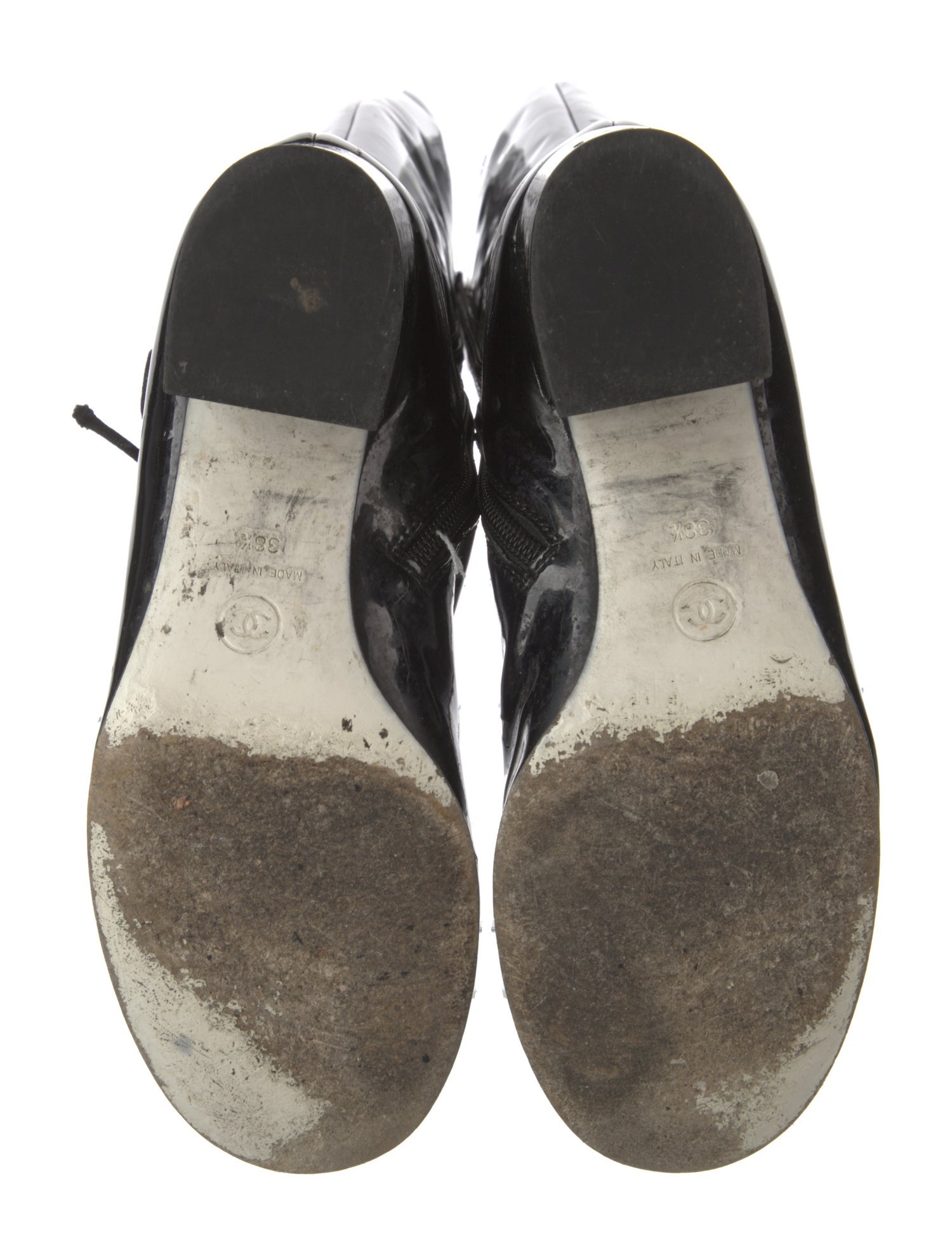 Chanel Interlocking CC Logo Patent Leather Boots