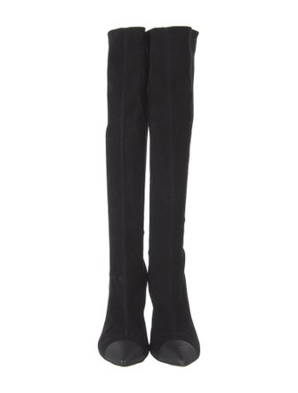 Chanel Interlocking CC Logo Suede Boots