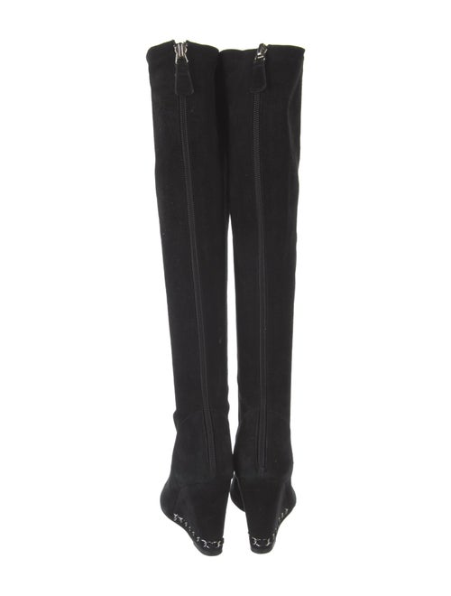 Chanel Interlocking CC Logo Suede Boots