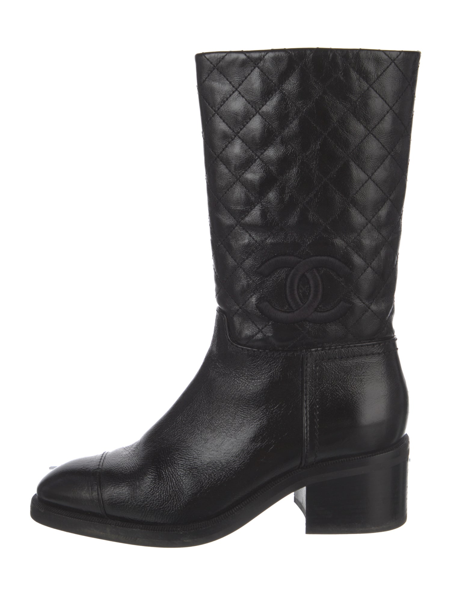 Chanel Interlocking CC Logo Lambskin Moto Boots