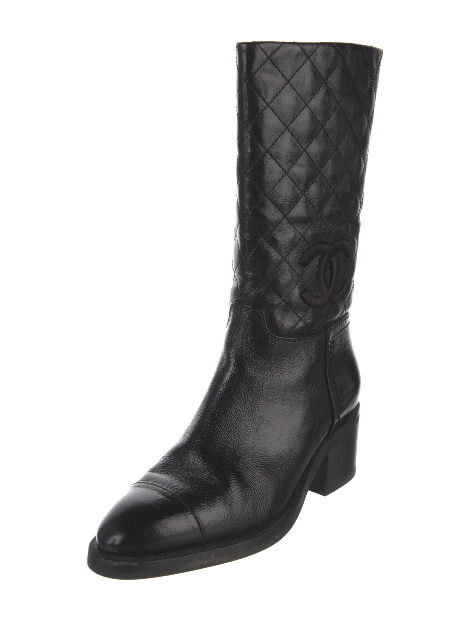 Chanel Interlocking CC Logo Lambskin Moto Boots