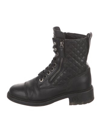Chanel Interlocking CC Logo Leather Combat Boots