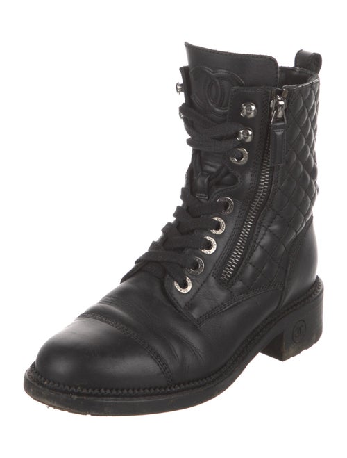 Chanel Interlocking CC Logo Leather Combat Boots