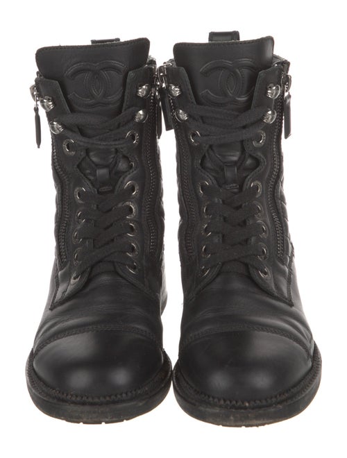 Chanel Interlocking CC Logo Leather Combat Boots