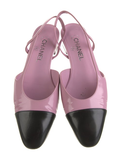 Chanel Interlocking CC Logo Leather Slingback Flats