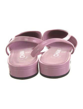 Chanel Interlocking CC Logo Leather Slingback Flats