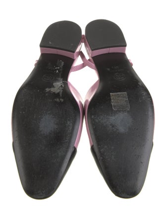 Chanel Interlocking CC Logo Leather Slingback Flats